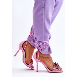 FS1 Bundet sandaler på en nål med sommerfugle Pink Delmar lyserød 4