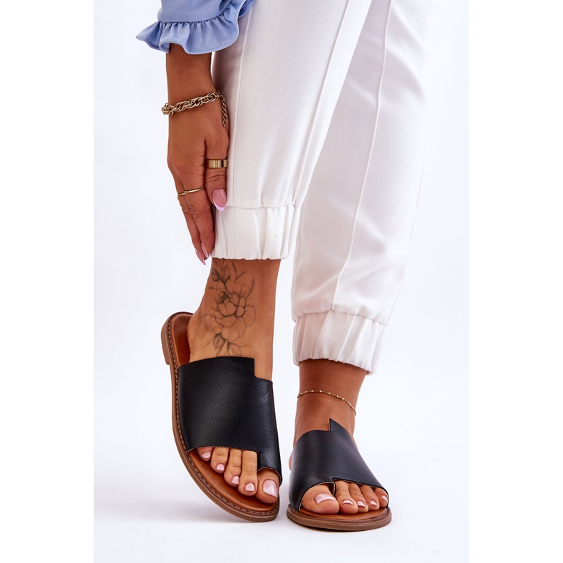 Evento Dame læder flip flops sort amite 1