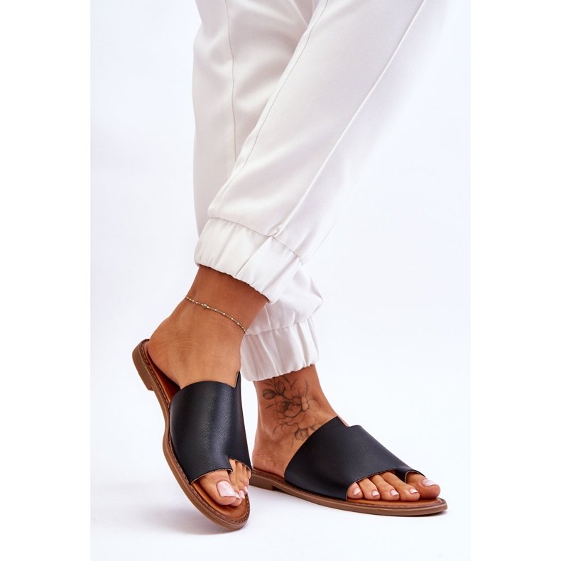 Evento Dame læder flip flops sort amite 2