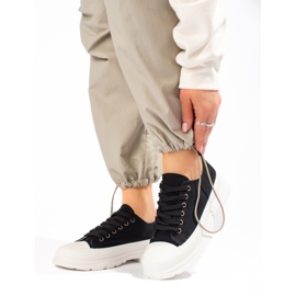 SHELOVET Sorte sneakers på platformen 1