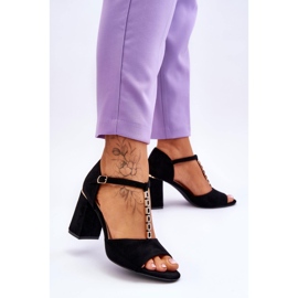 Vinceza Sorte Aniya Suede højhælede sandaler med Cubic Zirconia 2