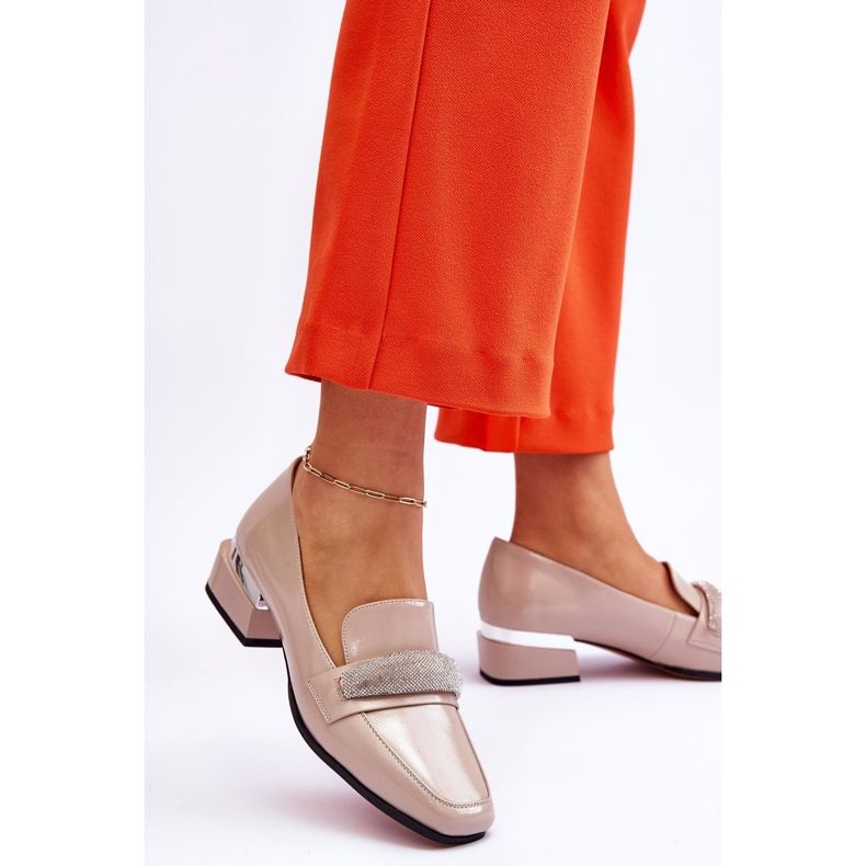 S.Barski Patent højhælede loafers med Rhinestones Beige Lavern 2