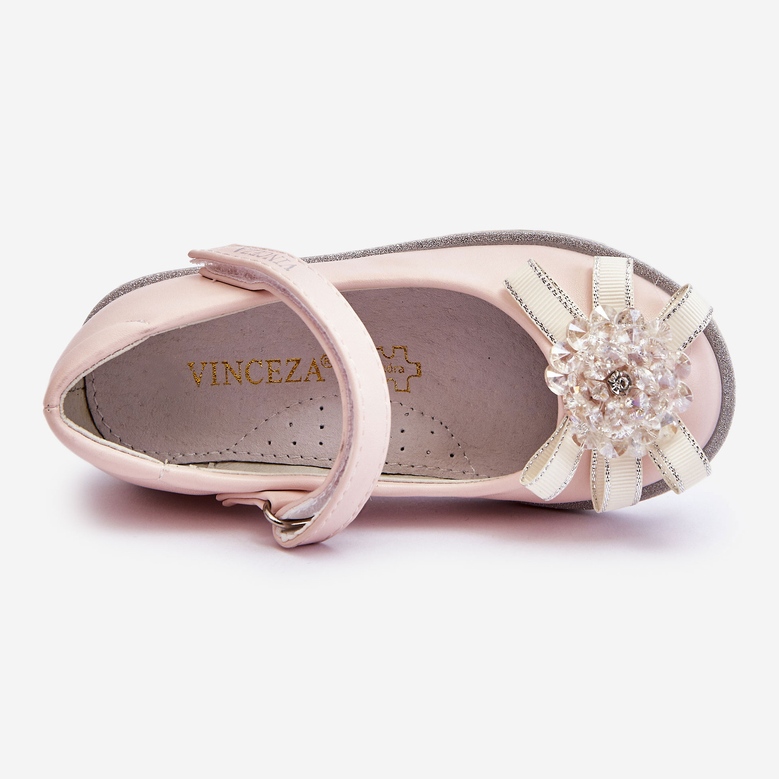 Vinceza Velcro-ballerinaer til børn med dekorative blomsterpink Freya lyserød 2