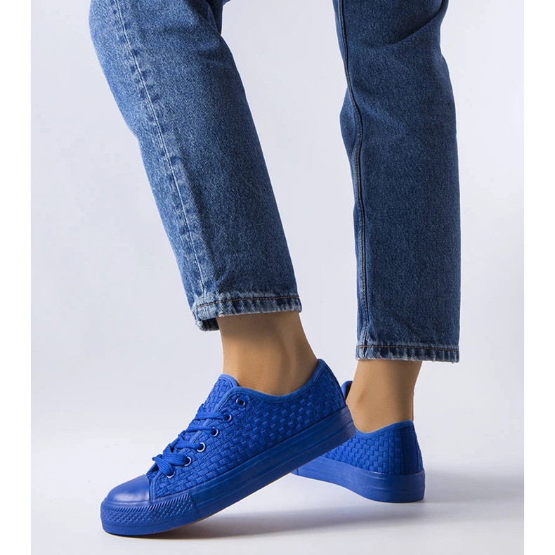 Blå sneakers i vævet stof fra Thibodeau 1