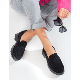 Platform loafers til kvinder Shelovet ruskind sort 1