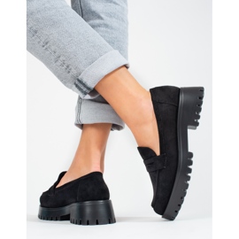 Platform loafers til kvinder Shelovet ruskind sort 2