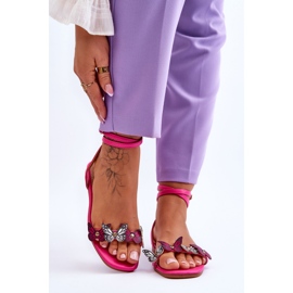Damesandaler med dekorative sommerfugle Fuchsia Jeane lyserød 1