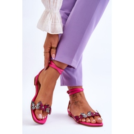 Damesandaler med dekorative sommerfugle Fuchsia Jeane lyserød 2
