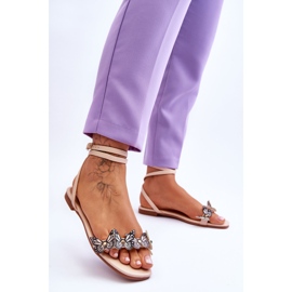 Damesandaler med dekorative sommerfugle Beige Jeane brun 2