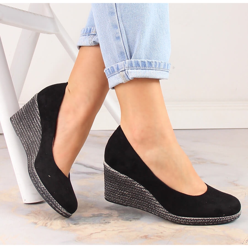 Kvinders sort ruskind wedge pumps Potocki SZ12024 1