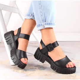 Sorte platformssandaler til kvinder Vinceza SG23-7852 1