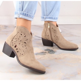 Cowboystøvler til kvinder gennembrudt ruskind beige Jezzi RMR1921-42 2
