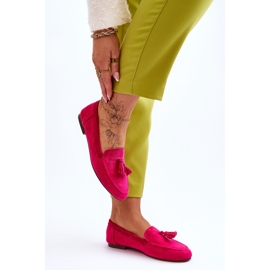 Klassiske loafers i ruskind med frynser Fuchsia Averil lyserød 5