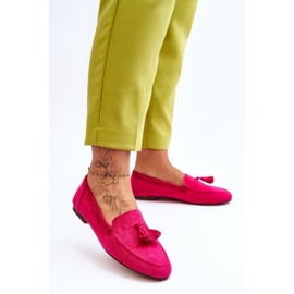 Klassiske loafers i ruskind med frynser Fuchsia Averil lyserød 2