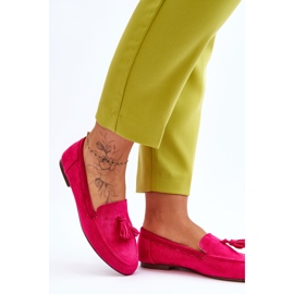 Klassiske loafers i ruskind med frynser Fuchsia Averil lyserød 4