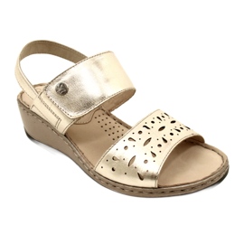 Women's Leather Sandals Caprice 28253-20 959 Platino Metalic gylden 2