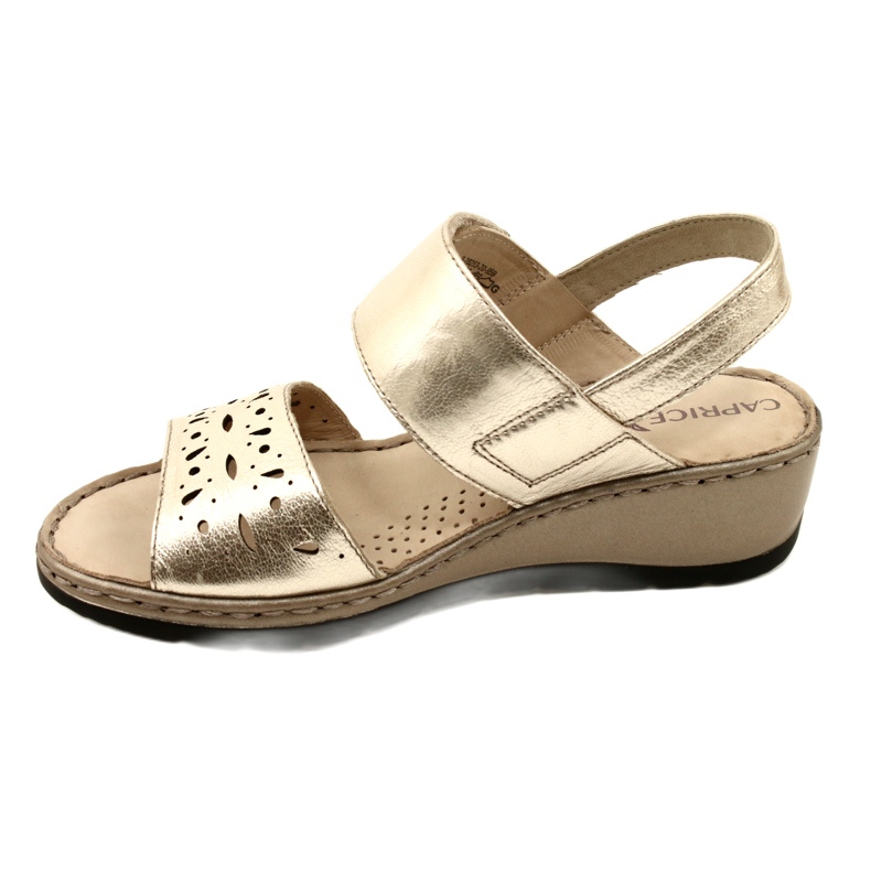 Women's Leather Sandals Caprice 28253-20 959 Platino Metalic gylden 3