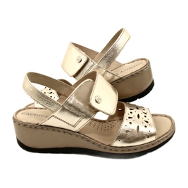 Women's Leather Sandals Caprice 28253-20 959 Platino Metalic gylden 6