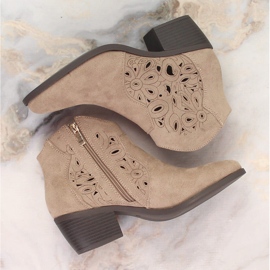 Cowboystøvler til kvinder gennembrudt ruskind beige Jezzi RMR1921-42 6