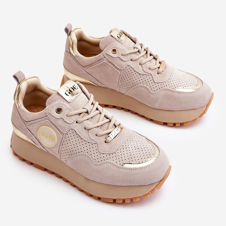 Dame ruskind platform sportssko GOE LL2N4001 Beige brun 1