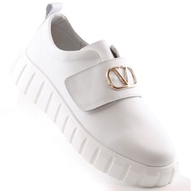 Dame lædersko på platformen med velcro hvid Vinceza 87904 1