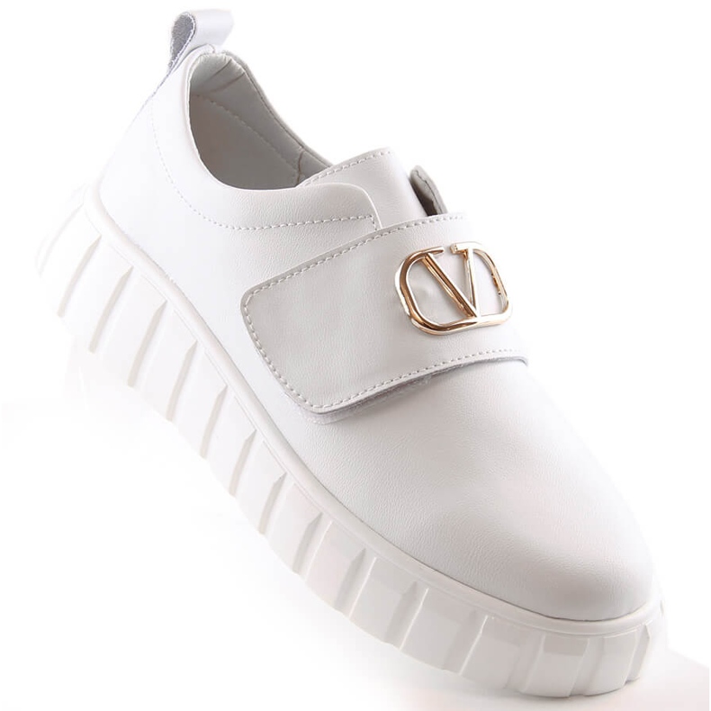 Dame lædersko på platformen med velcro hvid Vinceza 87904 1