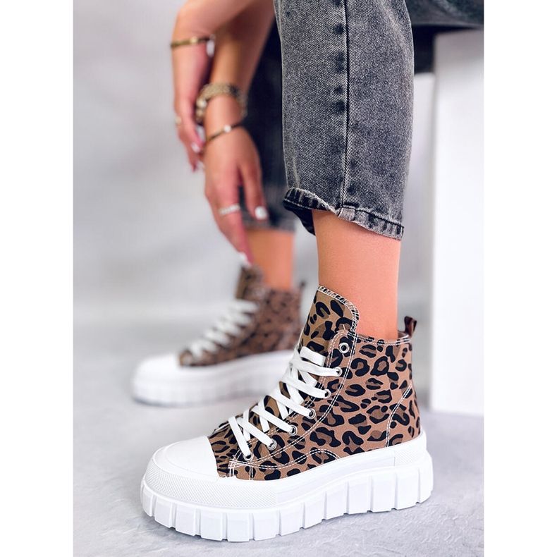 BM Tiger Leopard high-top sneakers brun 1