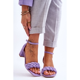 Suede højhælede sandaler med dekorativ fletning, lilla Azela violet 1