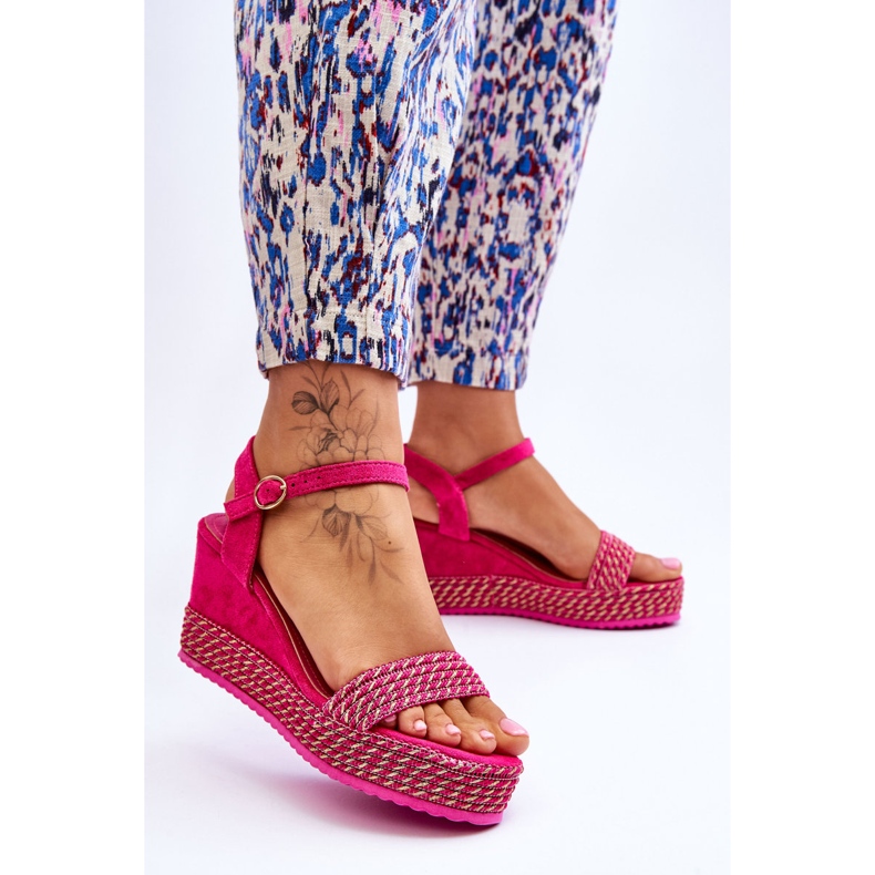 Klassiske kilesandaler til kvinder Fuchsia Malmo lyserød 2
