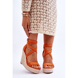 FJ1 Komfortable Orange Lemira High Wedge Sandaler 1