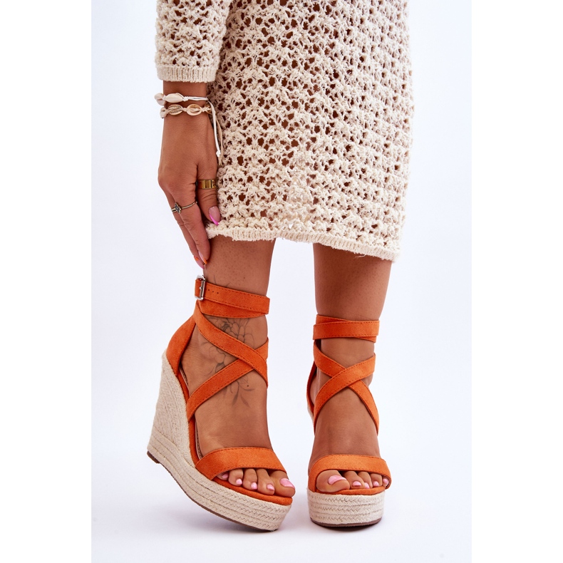 FJ1 Komfortable Orange Lemira High Wedge Sandaler 1