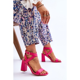 Elegante Fuchsia Michele sandaler på en hæl lyserød 5