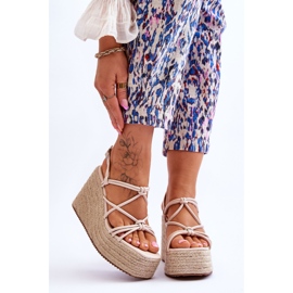 Nessia Moderigtige Wedge Sandaler Med Braid Beige brun 1