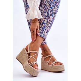 Nessia Moderigtige Wedge Sandaler Med Braid Beige brun 2