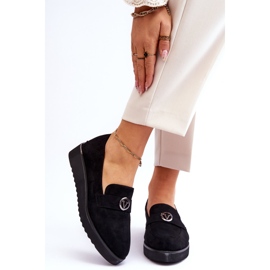 Vinceza Dame ruskind Low Wedge Loafers Sort Synthia 1
