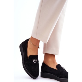Vinceza Dame ruskind Low Wedge Loafers Sort Synthia 3