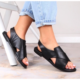 Flade slip-on sandaler til kvinder sorte Potocki YQ21024 brun 1
