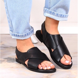 Flade slip-on sandaler til kvinder sorte Potocki YQ21024 brun 3