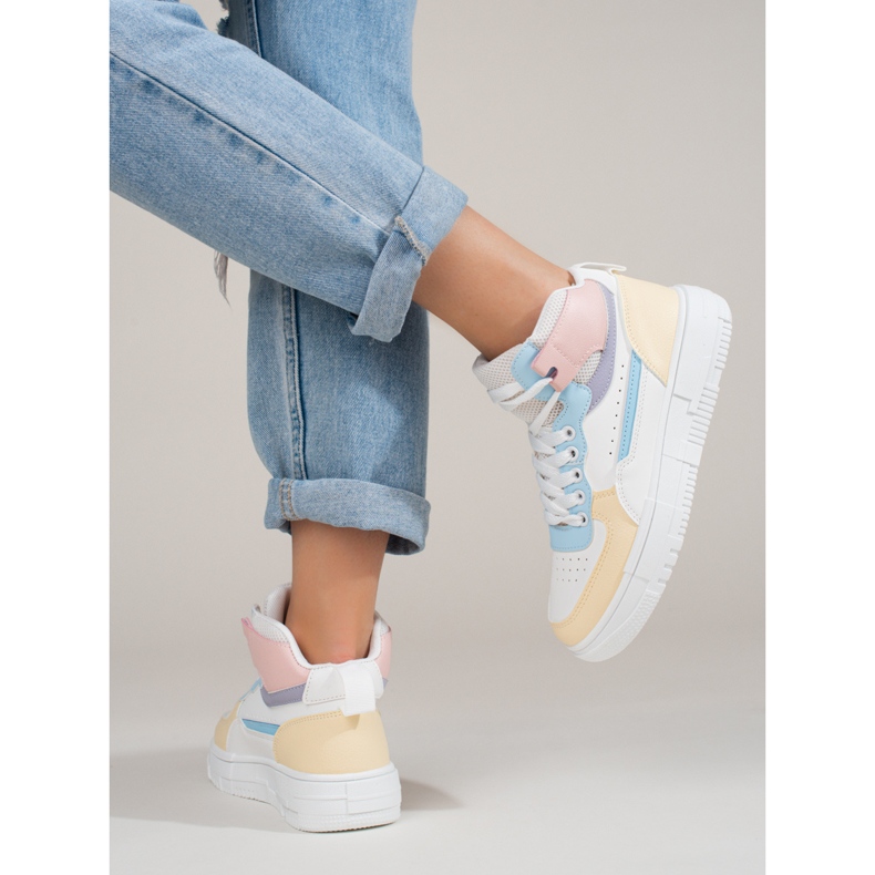 Shelovet flerfarvede high-top sneakers til kvinder hvid 2