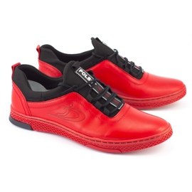 Polbut Casual sko til mænd i læder K24 rød 1