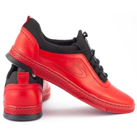 Polbut Casual sko til mænd i læder K24 rød 3