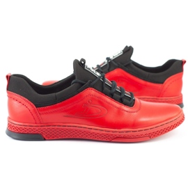 Polbut Casual sko til mænd i læder K24 rød 4