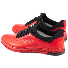 Polbut Casual sko til mænd i læder K24 rød 5