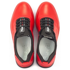 Polbut Casual sko til mænd i læder K24 rød 6