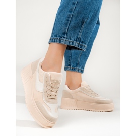 Beige ruskindsstøvler med tyk platform fra Shelovet 1