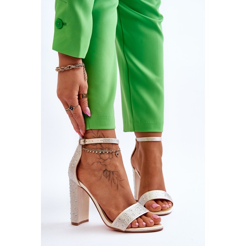 Kvinders højhælede sandaler med rhinestones Beige Idealistic 1