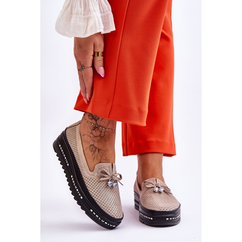 S.Barski Slip-on læder sneakers til kvinder skinnende guld ravn gylden 1