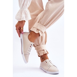 S.Barski Dame læder sneakers Beige Renes brun 2