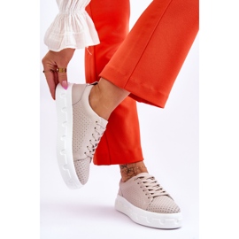 S.Barski Læder sportssko på chunky platform Beige Montigo 2
