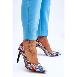 Lewski Shoes Moderigtige Lewski-sko med høje hæle i læder 2659 sort og blå flerfarvet 3